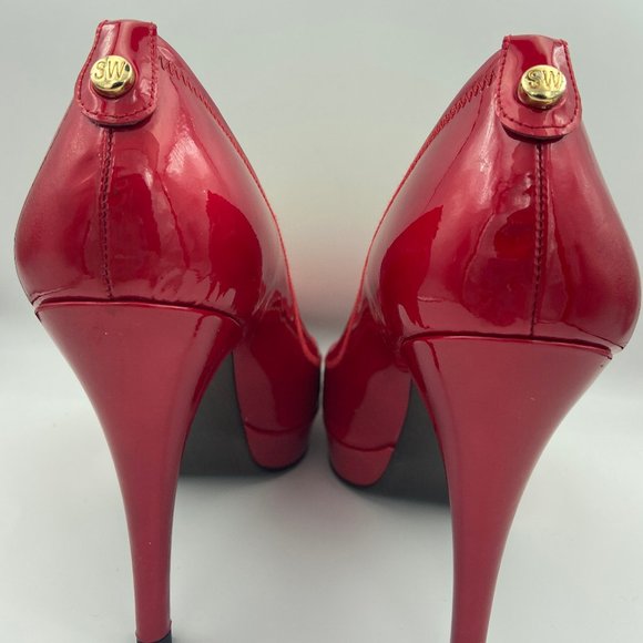 Stuart Weitzman Red Peep Toe Heel Pump - Picture 3 of 8
